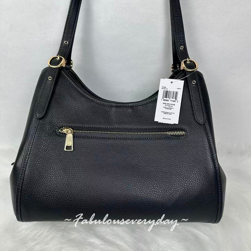 Coach Erin Shoulder Bag In Leather/Gold/Black CAQ86 NWT - Picture 5 of 10